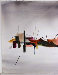 ORIGINAL LARGE MIXED MEDIA PAINTING ON PAPER SIGNED ABSTRACT MODERNISM MOVEMENT