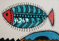 A1238 ORIGINAL ACRYLIC ACEO PAINTING BY LJH „PUFFER FISH“