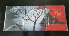 Panoramic Red Black Tree Volcano 3 Piece Canvas Wall Art for Living Room Bedroom