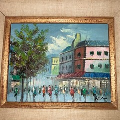 Impressionist Paris cityscape PAINTING landscape vintage original art framed