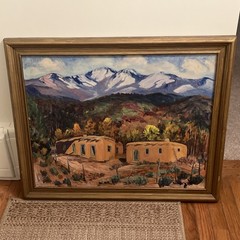 Orig Southwest Oil Painting Arizona Landscape Nell Rhodes Bickel McCoy 1920’s