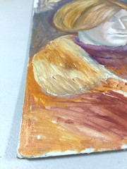 George Kosanovic Oil On Board „Woman In Fall“ Painting 20.5″ x 11.75″
