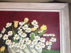 Vintage M Harrison „Still Life With Flowers“ Oil Painting- Signed And Framed