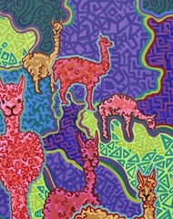 Fuzzy Friends Alpaca Painting | Small Original Art | Colorful Llamas