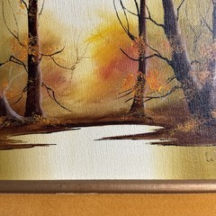 Albert LeGrand „Autumn In the Woods“ Scene Oil on Canvas Painting Signed