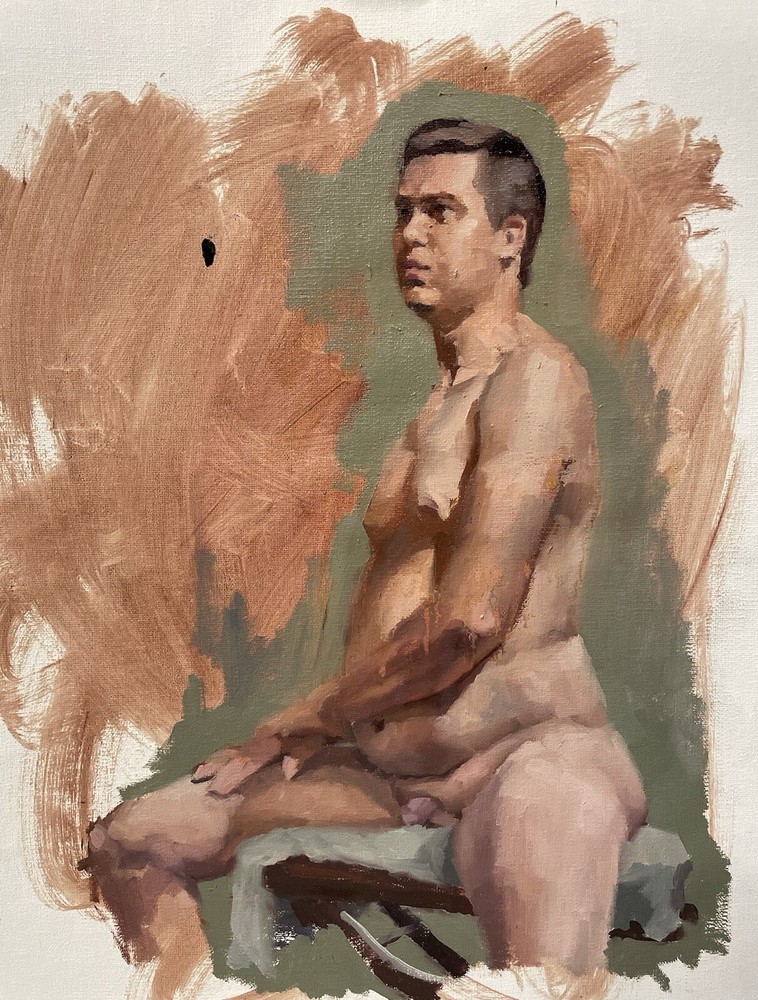 Oil Painting Of A Nude Male Figure