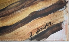 Vintage Modernist Painting Female Portrait with Feet Up Illegibly Signed 30×35″