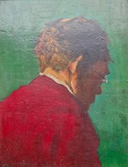 Antique Italian Portrait Study Oil on Panel, Art Nouveau Frame, c. 1900-1925