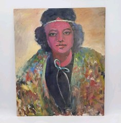 Original Oil Portrait Painting Woman Expressionist Impressionist Art 20×24 Frame