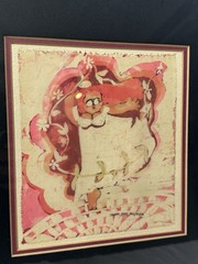 Sandra Boyd Malstrom Original Batik Fabric Art Framed Mid-Century Modern