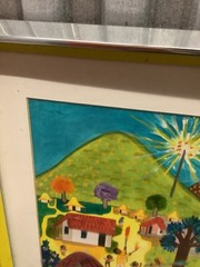 Pueblo Art by Artist Maya In Frame Signed by Artist Width 31.5 In Hieght 22 In