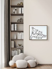 Modern Expressionist Dog And Cat Portrait, Original 14×11 Canvas Signed