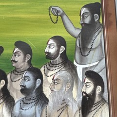 “Krishna” Hindu Mughal Antique Painting Indian Mystic Ceremony Persian Signed