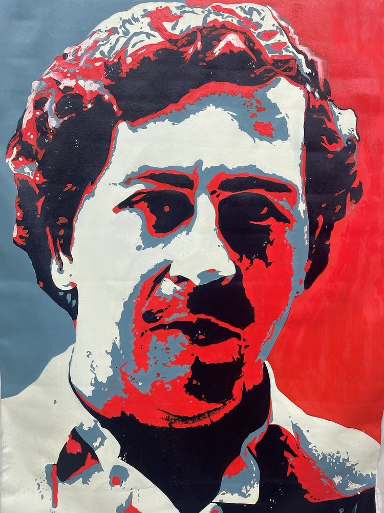 Original Colombian oil hand painting 32inx44in Pablo Escobar cartel drug lord