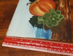 Painting On GlassStill Life Grapes Apple Fruit 1/4″ Thick 9″ X 6 3/4″