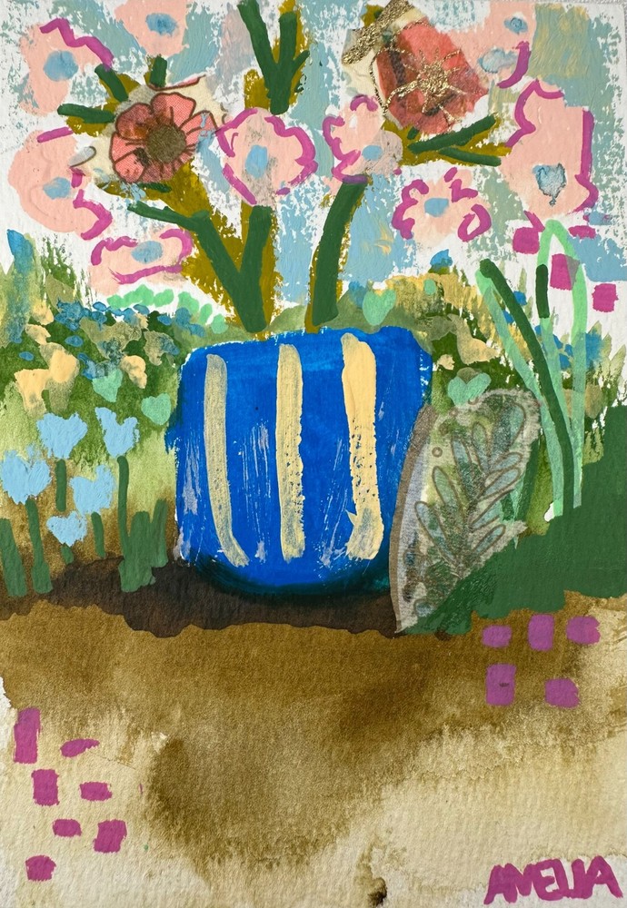 Original Art Painting „Garden Song“ Expressionist Floral Landscape Outsider Mini
