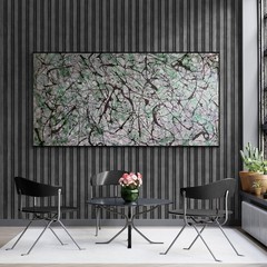 Original Abstract Painting One of a Kind Green Grey XXL Canvas Wall Art