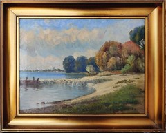 Georg Gundorff (1876-1925): LITTLE COVE in COASTAL LANDSCAPE, oil, dated 1919