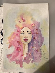 Mermaid Magic Handmade Original Watercolor Painting On Paper.6×9. Signed