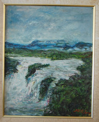 FRAMED SIGNED ORIGINAL OIL CARONI RIVER LANDSCAPE, VENEZUELA ARTIST: HECTO VIDAL