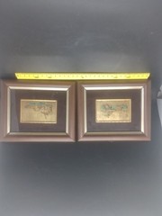 Set Miniature paintings Italy Hand painted Gold leaf 23Kt Appx 7×6