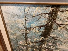 Vintage Painting Winter Landscape On Canvas WINTER MOON Painting Framed 22×19