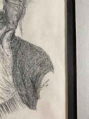 Nice Vintage C.H Wilson „Portrait Of An Older Figure“ Charcoal Drawing – Framed