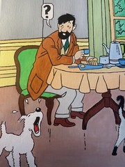 NEW. Tintin Oil Color Painting, Unframed Art, Canvas, 12×12 inches. Comic.