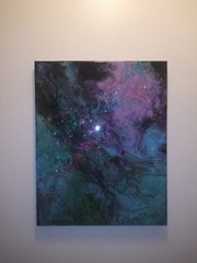 Galaxy Painting – Epoxy Finishing Coat – Aqua Purple Shimmer – 16 x 20 inch