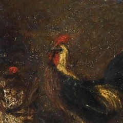 English School Early 19th Century Oil – Chickens in a Barn