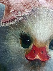 Duckling Original Oil Painting 4×6 Framed Signed Cute Baby Duck Pink Bow Art