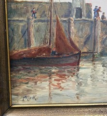Hermann Rieck (German, 1850) Fishing Boats by the Signal Tower. Ca, 1880.