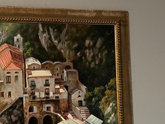 Vintage Oil Painting on Canvas „Boats in Capri“ 44″x 33 1/2″ Signed by R Capone