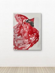Abstract Expressioinistic Unique Red Bird Original Wall Art 14X11 Paper