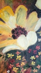Old Vintage Still Life Oil Painting Floral Still Life Yellow Flowers Art Framed