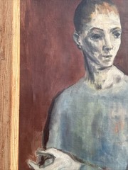 ANTIQUE PORTRAIT PAINTING WPA ARTIST LUCIUS CROWELL IMPRESSIONIST NEW YORK IL