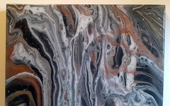 Fluid Acrylic Pour Painting – Original Art 11 x 14 Inch Cradled Wood – SEE VIDEO