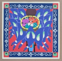 Original painting, collectible, vintage Huxian folk art – geese and vegetables