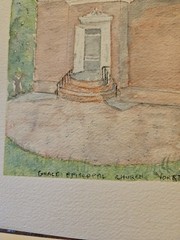 Orig Watercolor Painting Church Yorktown V.A Signed Helen Wilson 2002 Unframed