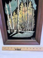 Velvet Treasures Complete Black Paint By Number Deer Buck Forest Winter Framed