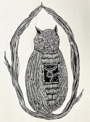 Owl Steampunk Art 30×23″ Graphic Etching Animals Gears Nature Birds Cat Forrest