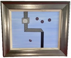 Hard Edge Painting Surrealism Geometric 18” x 15” Fine Art Original Postmodern