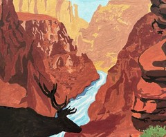 Completed paint by number picture Grand Canyon National Park 8 x 10 on cardboard