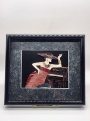 Signed Connie Salome Stunning 3 – Dimensional Framed Art Deco Lady and piano