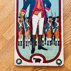 Hand Painted on Wood George Washington Minutemen Sign 12×32 inch VTG Americana