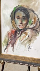 Salvador Cabrera 1930-1986 listed Filipino art Philippines Big Eye Woman