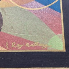 VTG. Mix Media on Board abstract painting 15 1/4″x15 1/4 Signed Numbered