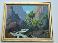 CALIFORNIA DESERT PALM PAINTING LANDSCAPE LARGE FLOYD COPELAND CHANDLER VINTAGE