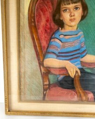 Vintage Mid-Century Pastel Portrait Painting Martha Herpst Newcomb Macklin Frame