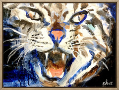 Original Art 12×16 Canvas ANGRY KITTY IMPRESSIONISM SIGNED CONTEMPORARY ART
